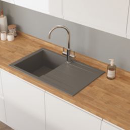 Swirl Erzen 1 Bowl  Grey Composite Sink 800mm x 500mm