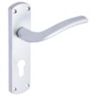 Smith & Locke Corfe Fire Rated Euro Lock Door Handles Pair Satin Chrome