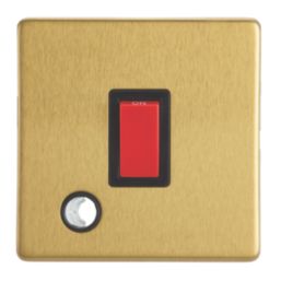 Contactum Lyric 32A 1-Gang DP Control Switch & Flex Outlet Brushed Brass  with Black Inserts