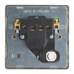 Contactum Lyric 32A 1-Gang DP Control Switch & Flex Outlet Brushed Brass  with Black Inserts