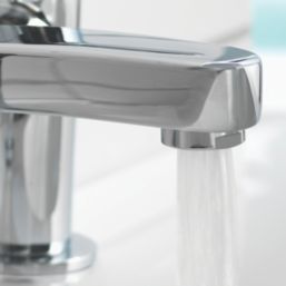 Aqualisa Central Chrome 123mm Deck Mounted Lever 2 Tap Holes Bath Pillar Tap