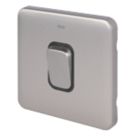 Schneider Electric Lisse Deco 50A 1-Gang DP Cooker Switch Brushed Stainless Steel with LED with Black Inserts