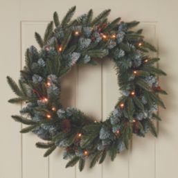 Blitzen 500mm Indoor  Battery LED Pre Lit Artificial Christmas Wreath