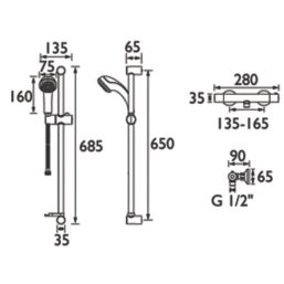 Bristan Zing Rear-Fed Exposed Chrome Thermostatic Mixer Shower