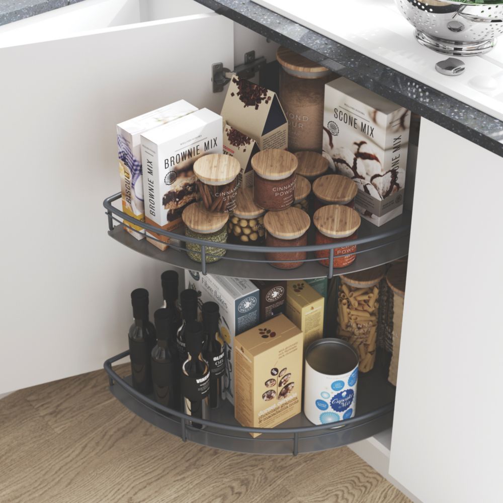 Essentials Grey Half Moon Carousel Storage System 1000mm - Screwfix