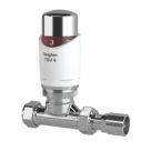 Drayton TRV4 15mm x 1/2" White/Chrome Straight Designer Thermostatic Radiator Valve & Lockshield
