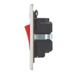 Contactum iConic 45A 2-Gang DP Cooker Switch & 13A DP Switched Socket Brushed Steel with Neon with Black Inserts