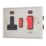 Contactum iConic 45A 2-Gang DP Cooker Switch & 13A DP Switched Socket Brushed Steel with Neon with Black Inserts