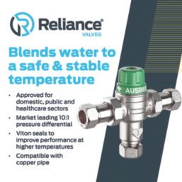 Reliance Valves HEAT110755 Ausimix 2-in-1 Thermostatic Mixing Valve 22mm