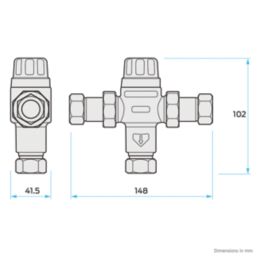 Reliance Valves HEAT110755 Ausimix 2-in-1 Thermostatic Mixing Valve 22mm