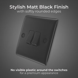 British General Nexus Metal 20A 16AX 2-Gang 2-Way Light Switch  Matt Black