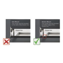 Essentials White Bottom Fix Self-Closing Roller Drawer Runners 500mm 2 Pack