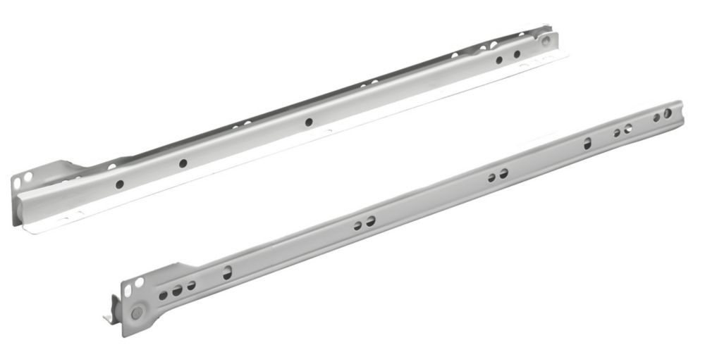 Essentials White Bottom Fix Self-Closing Roller Drawer Runners 500mm 2 ...