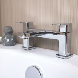 ETAL Lanza Chrome 174mm Deck Mounted Lever 2 Tap Holes Bath Mixer Tap