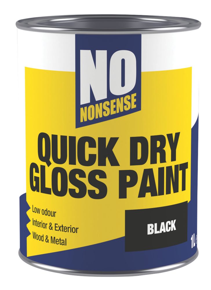 No Nonsense 1Ltr Black Gloss WaterBased Trim Paint Screwfix