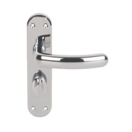 Serozzetta Shape Fire Rated LoB Latch Door Handles Pair Polished Chrome