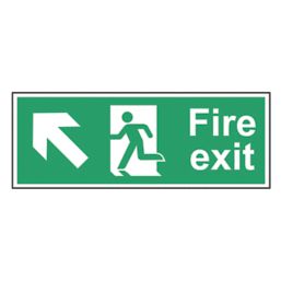 Essentials  Non Photoluminescent "Fire Exit Man Up Left Arrow" Sign 150mm x 450mm
