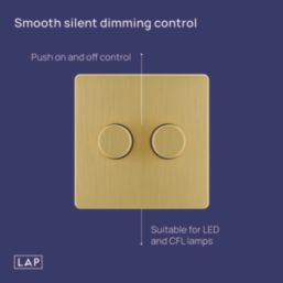 LAP  2-Gang 2-Way LED Dimmer Switch  Satin Brass with Black Inserts