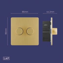 LAP  2-Gang 2-Way LED Dimmer Switch  Satin Brass with Black Inserts
