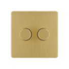 LAP  2-Gang 2-Way LED Dimmer Switch  Satin Brass with Black Inserts