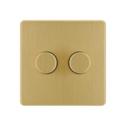 LAP  2-Gang 2-Way LED Dimmer Switch  Satin Brass with Black Inserts