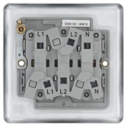 LAP  10AX 1-Gang 3-Pole Fan Isolator Switch Brushed Stainless Steel  with Black Inserts