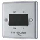 LAP  10AX 1-Gang 3-Pole Fan Isolator Switch Brushed Stainless Steel  with Black Inserts