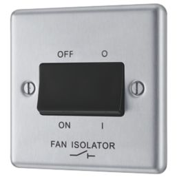 LAP  10AX 1-Gang 3-Pole Fan Isolator Switch Brushed Stainless Steel  with Black Inserts