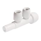 Hep2O  Plastic Push-Fit Reducing 2 Port Closed Spigot Manifold 22mm x 15mm