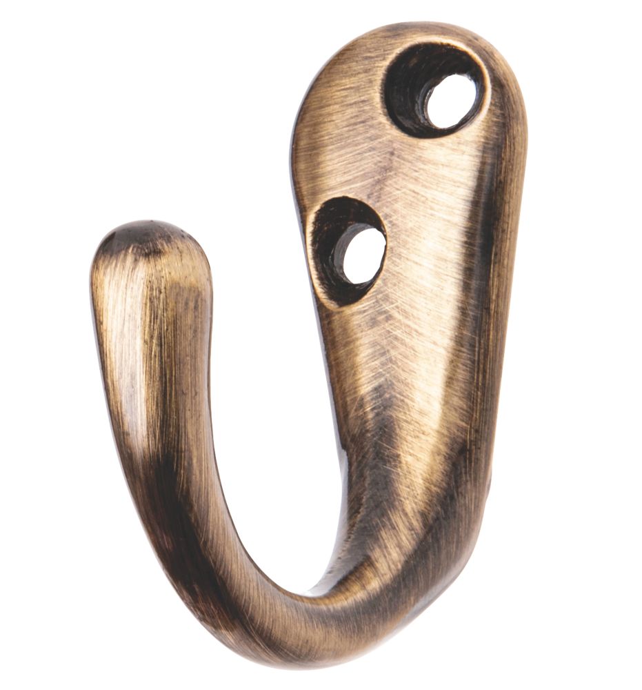 Smith & Locke Robe Hooks Antique Brass 48mm 5 Pack Screwfix