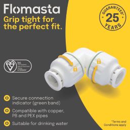 Flomasta  Plastic Push-Fit Equal 90° Elbow 10mm