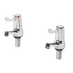 Commercial 1/4 Turn Lever Bathroom Basin Taps Chrome 1 Pair