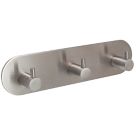 Eclipse 3-Hook Straight Clothes Rail Satin Stainless Steel 192mm x 48mm