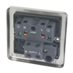 Hager Sollysta WRDP84NBSB 20A 1-Gang 2P+E Control Switch Brushed Steel with LED with Black Inserts