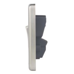 Hager Sollysta WRDP84NBSB 20A 1-Gang 2P+E Control Switch Brushed Steel with LED with Black Inserts