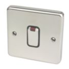 Hager Sollysta WRDP84NBSB 20A 1-Gang 2P+E Control Switch Brushed Steel with LED with Black Inserts
