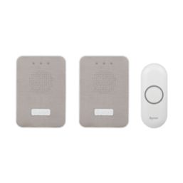 Byron DBY-22324UK Battery-Powered Wireless Portable & Plug-In Doorbells White/Grey 2 Pack