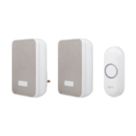 Byron DBY-22324UK Battery-Powered Wireless Portable & Plug-In Doorbells White/Grey 2 Pack