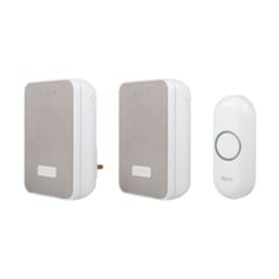 Byron DBY-22324UK Battery-Powered Wireless Portable & Plug-In Doorbells White/Grey 2 Pack