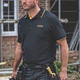 DEWALT Green Bay Polo Shirt Black X Large 45-47" Chest