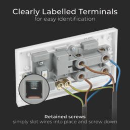 British General 900 Series 45A 2-Gang DP Cooker Switch & 13A DP Switched Socket White with Neon