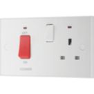 British General 900 Series 45A 2-Gang DP Cooker Switch & 13A DP Switched Socket White with Neon
