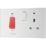 British General 900 Series 45A 2-Gang DP Cooker Switch & 13A DP Switched Socket White with Neon