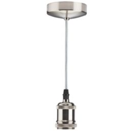 Knightsbridge Vintage 6" Pendant Set Light Fitting E27 Brushed Chrome 3 1/2"