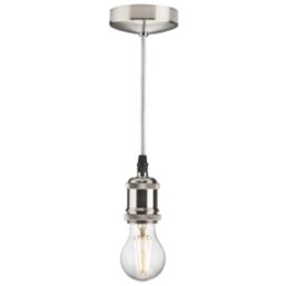 Knightsbridge Vintage 6" Pendant Set Light Fitting E27 Brushed Chrome 3 1/2"