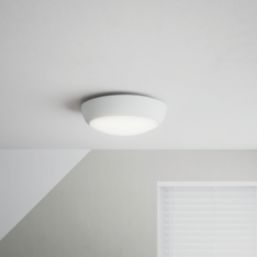 LAP Quiritis Indoor Round LED Bulkhead Light With Microwave Sensor White 11W 1200lm