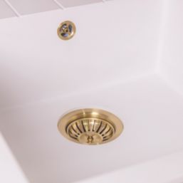 ETAL Sink Strainer Waste with Overflow Brushed Brass 90mm