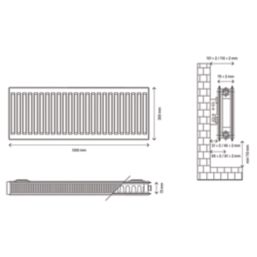 Flomasta 300mm x 1000mm 2585BTU White Type 21 Convector Radiator