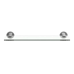 Swirl Caldew Chrome Stainless Steel, Tempered Glass & Zinc Alloy Bathroom Shelf 400mm x 107mm x 50mm