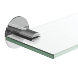 Swirl Caldew Chrome Stainless Steel, Tempered Glass & Zinc Alloy Bathroom Shelf 400mm x 107mm x 50mm
